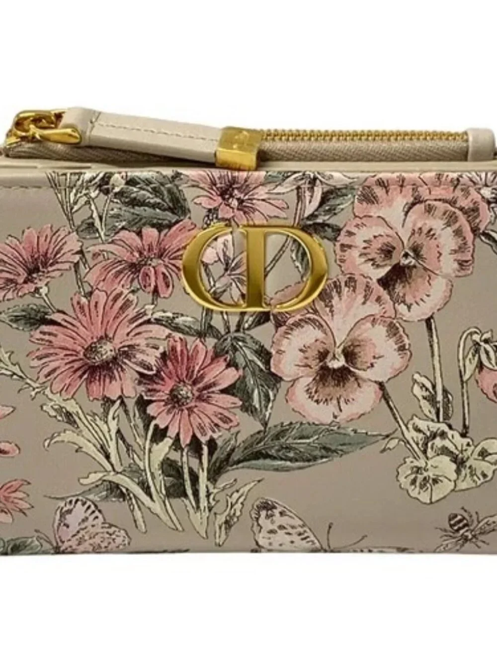 DIOR/ChristianDior Lucky Dior Caro Dahlia Wallet S5173UHFA_M45E Pink Beige